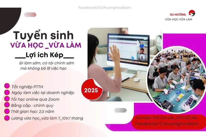 Vừa học vừa làm [Thu nhập 7_8 triệu/tháng, Nhận bằng cử nhân]